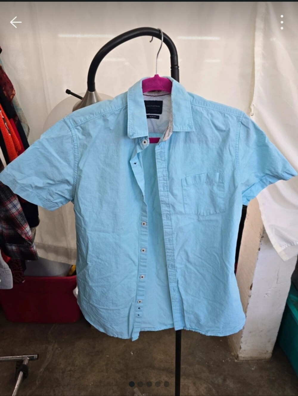 Cactus Man Light Blue Short-Sleeve Button-Up Dress Shirt